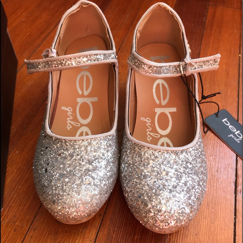 New with tag/in box Bebe silver glitter shoe